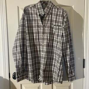 Cinch Brown Plaid Print Long Sleeve Button Down Shirt Mens Size Small